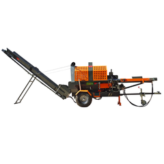 FP-480S firewood processor full side view orange 20 ton 15HP entry level